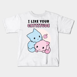 Pastel Kittens Cute Cats Funny Pun - I like your cattitude Kids T-Shirt